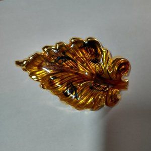 Gold toned Brooch, autumn colored coating